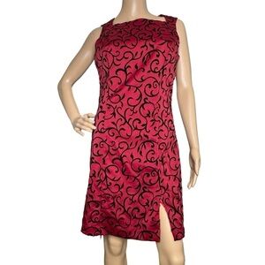 Vintage Alyn Paige red dress with black swirls 9/10